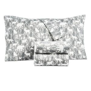 Martha Stewart Holiday Collection Forest Friends Flannel Sheet Set Twin
